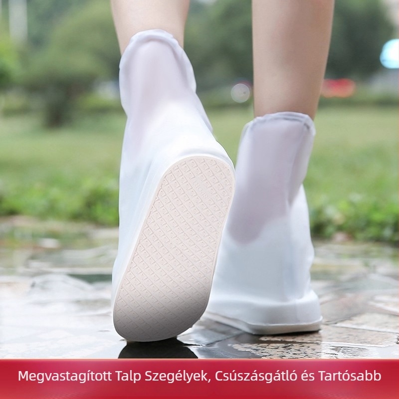 PVC anyagú vízálló cipővédők, csúszásmentes, uniszex, megvastított kivitel, kopásálló, cipzárral