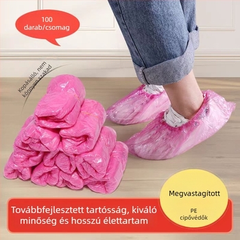 Egyszer használatos beltéri cipővédők PE műanyagból; por- és vízállóak, kopásállóak, csúszásmentesek; egy méret; rózsaszín és kék.