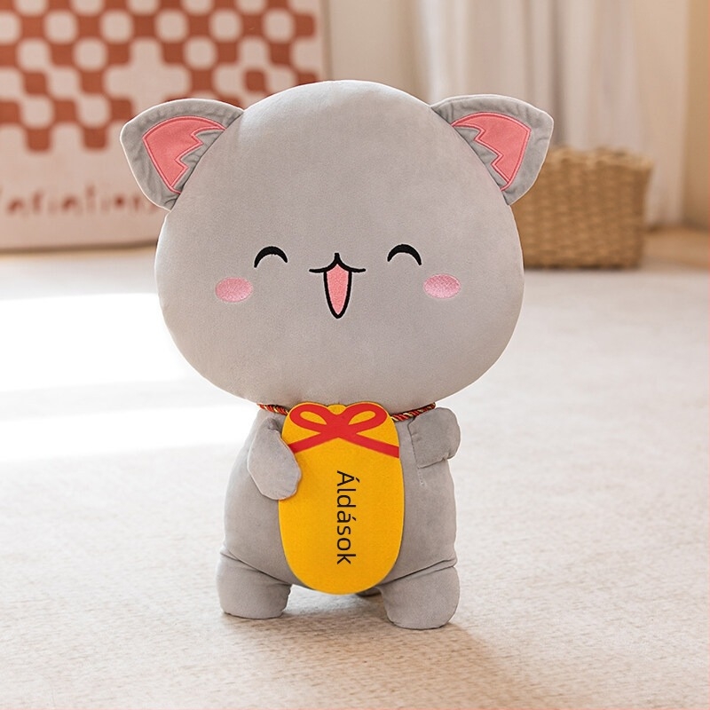 Maneki Neko plüss macska – otthoni dekorációs függő dísz, szerencse ajándék nőknek