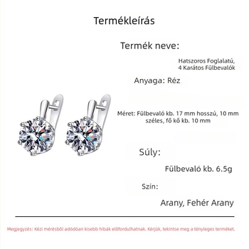 Női geometriai réz fülbevalók nagy központi kővel, cirkónium és gyémánt