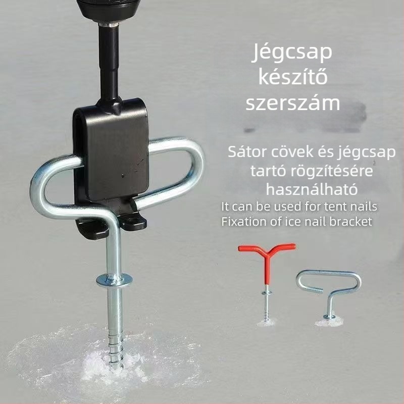 Szakosított jéghez használható horgászati szegek, sátor rögzítéséhez jégen hóban, jéglyukfúró eszköz, menetes hószeg