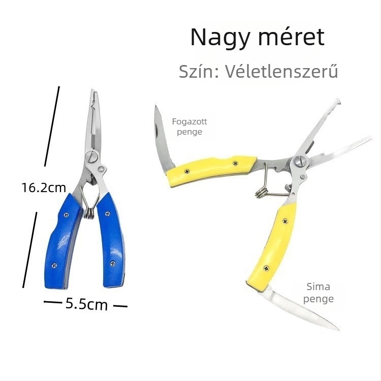 Kültéri horgászfogó késes — rozsdamentes acélból készült többfunkciós fogó a horog eltávolításához és a halak kezeléséhez