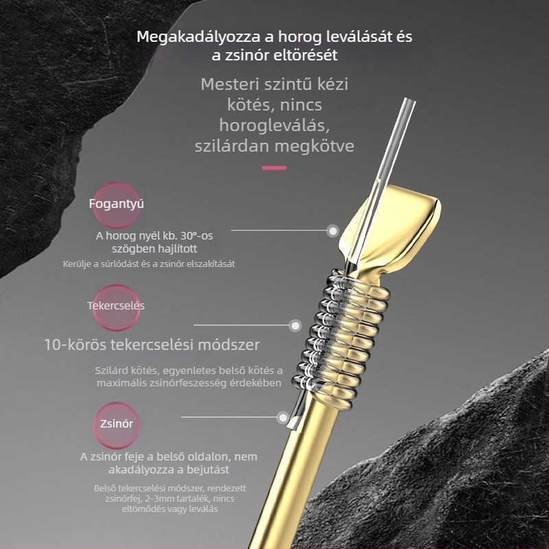 Ultra rövid 15 cm előkés vezető kettős horoggal, előre kötött horogkészlet, anti-tekeredés, arany hüvely
