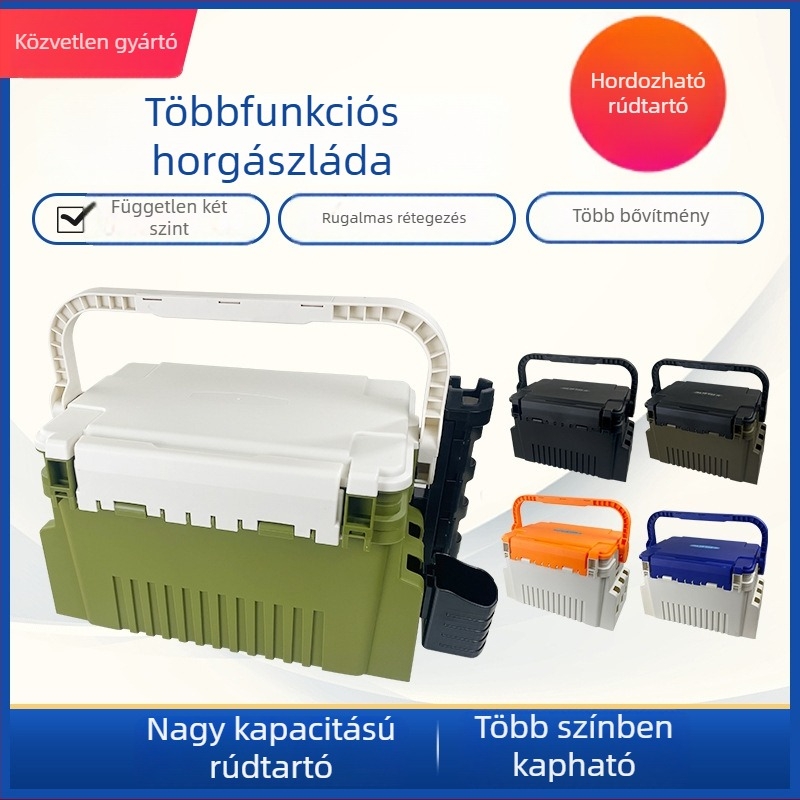 Többcélú hordozható horgászdoboz bottartóval – tengeri horgászathoz kezdőknek, teljes készlet kiegészítőkkel