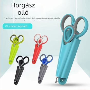 Többfunkciós horgászolló kiegészítő dobozzal, 3-in-1 hordozható rozsdamentes acél eszköz