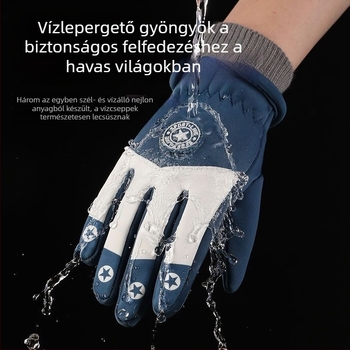 Téli gyerek kesztyűk, fleece béléses, érintőképernyő kompatibilis, kerékpározáshoz, vastagított, hidegálló, mikroszálas, csúszásmentes, vízálló, meleg