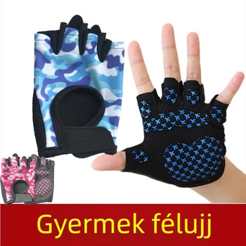 Nyári gyermekek félujjú sportkesztyűk kerékpározáshoz, csúszásmentes, kopásálló, légáteresztő ice-silk, 4–13 éveseknek