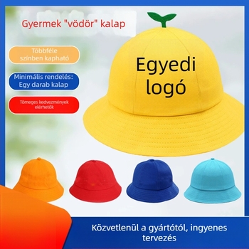 Gyerekeknek készült pamut bucket sapka logó nyomtatással és hímzéssel, uniszex, japán stílusú napvédő sapka, 2–4, 4–6, 8–10 és 10 évesnél idősebbeknek