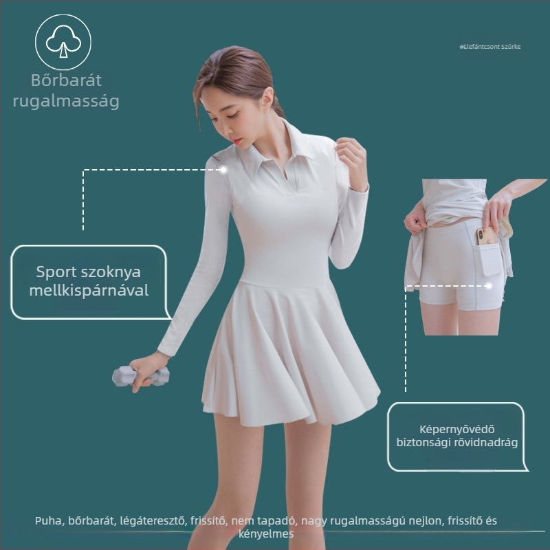 Női 2025-ös magas minőségű sportos ruházati készlet: sportos ruha és polo szoknya a badminton, tenisz és golf számára