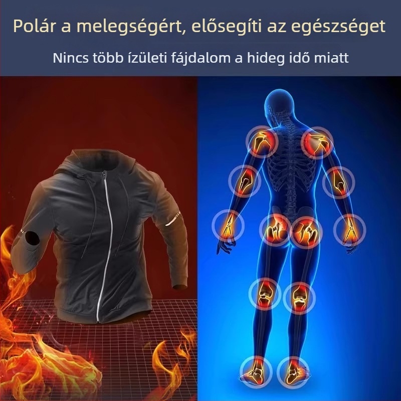 Téli polár béléssel ellátott futó- és kerékpáros kabát, kapucnis, gyorsan száradó