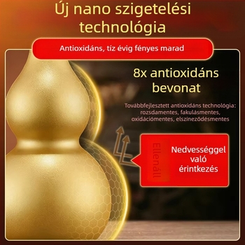 Sárgarézből készült tök alakú díszfigura nyitott számmal, kínai stílusú otthoni dekoráció, a szerencse és a prosperitás szimbóluma, ideális ajándék új otthonra és üzletnyitásra