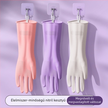 Nitril kesztyű konyhai és mosogatási használatra, vastagított, tartós, élelmiszer-minőségű