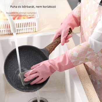 Fleece bélésű vízálló mosogatókesztyűk téli használatra, hosszú, vastag gumiból