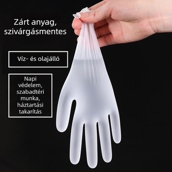 Egyszer használatos átlátszó PVC kesztyűk háztartási takarításhoz, szépészet és kozmetikai tetováláshoz, sütéshez; pormentes, rugalmas, puha és tartós