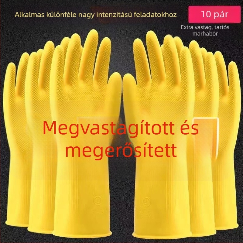 Latex kesztyű konyhai mosogatáshoz, vízálló, kopásálló, vastagított munka- és takarítási kesztyű