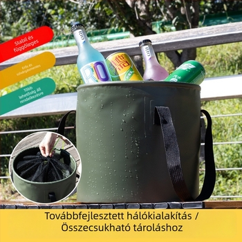 PVC élőhalas vödör hálós tárolóval, összecsukható és hordozható kültéri horgászathoz