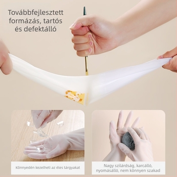 Női mosogatós kesztyű latexből – vastagított, hosszú, konyhai tisztításra otthon