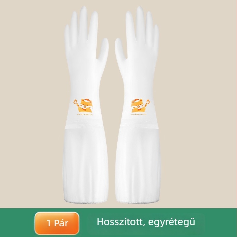 Női mosogatós kesztyű latexből – vastagított, hosszú, konyhai tisztításra otthon