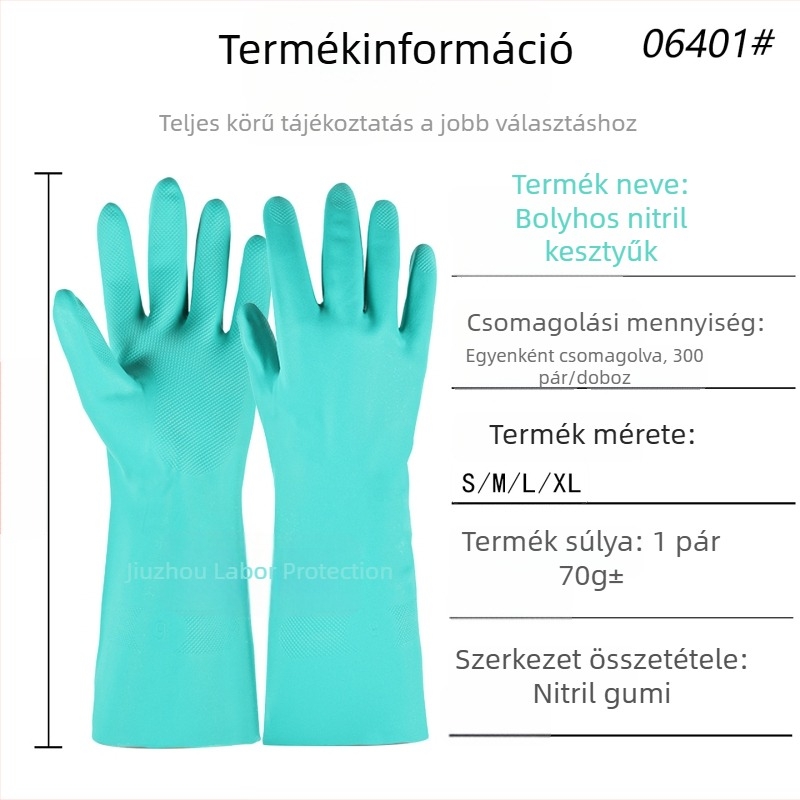 Nitril kesztyű flockolt belsővel, háztartási használatra, vízálló és olajálló, mosogatáshoz és konyhai tisztításhoz