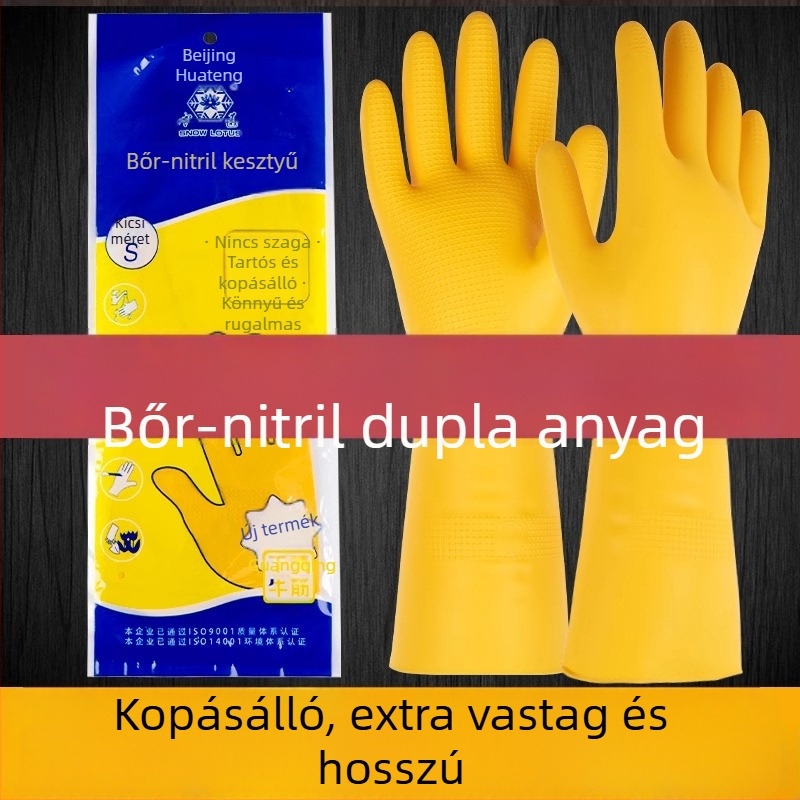 Vastagított marháinak inakból készült latex kesztyűk háztartási használatra, kopásálló és vízálló mosogatáshoz és mosáshoz, uniszex