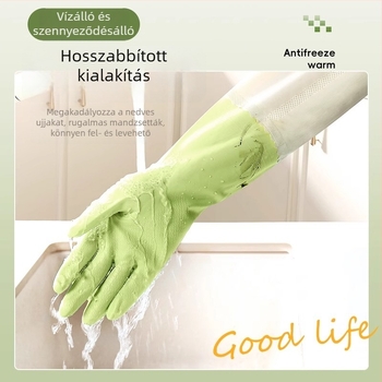 Női fleece-béléssel ellátott mosogatós kesztyűk őszre és télre, tartós, vízálló konyhai kesztyű tisztításra és mosogatásra
