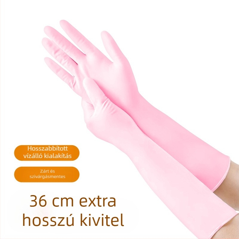 16 hüvelykes egyszer használatos nitril kesztyűk, vízállóak konyhai mosogatáshoz, hosszú mandzsettával