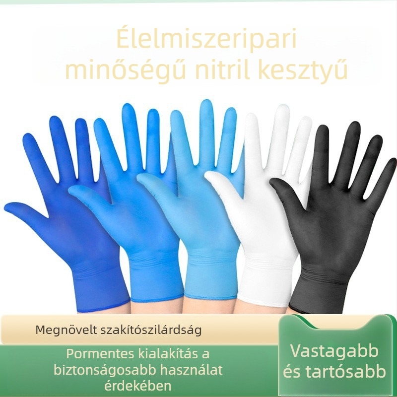 Egyszer használatos nitril kesztyűk, vastagított védelemmel, háztartási és ipari védelemre, élelmiszer-minőségű, fehér