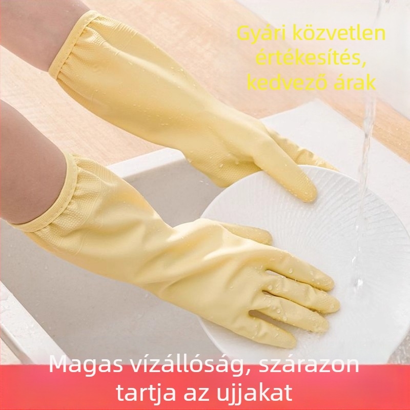 Háztartási kesztyűk mosogatáshoz és konyhai tisztításhoz, hosszított vízálló nitril-látex kesztyűk