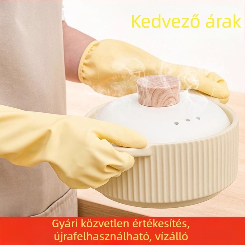 Háztartási kesztyűk mosogatáshoz és konyhai tisztításhoz, hosszított vízálló nitril-látex kesztyűk