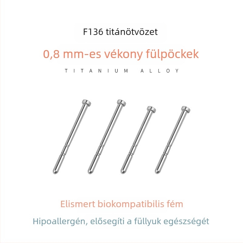 F136 orvosi titánötvözetből készült fülbevaló, implantálható, uniszex, egyszerű stílus