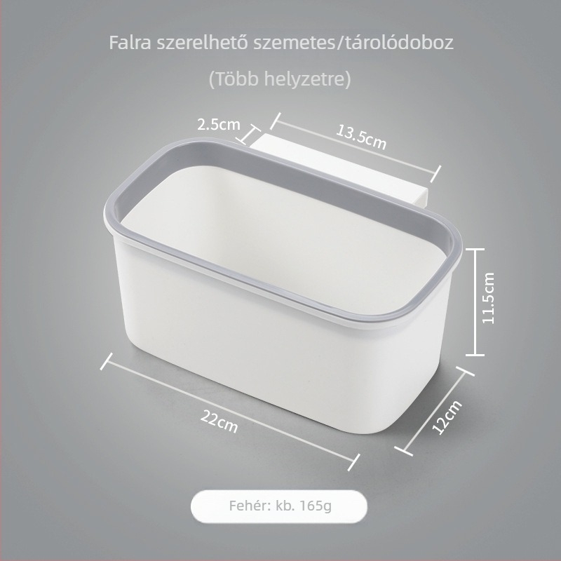 Fali szemetes fedél nélkül, ovális, kapacitás alatt 4 L, műanyag, háztartási használatra