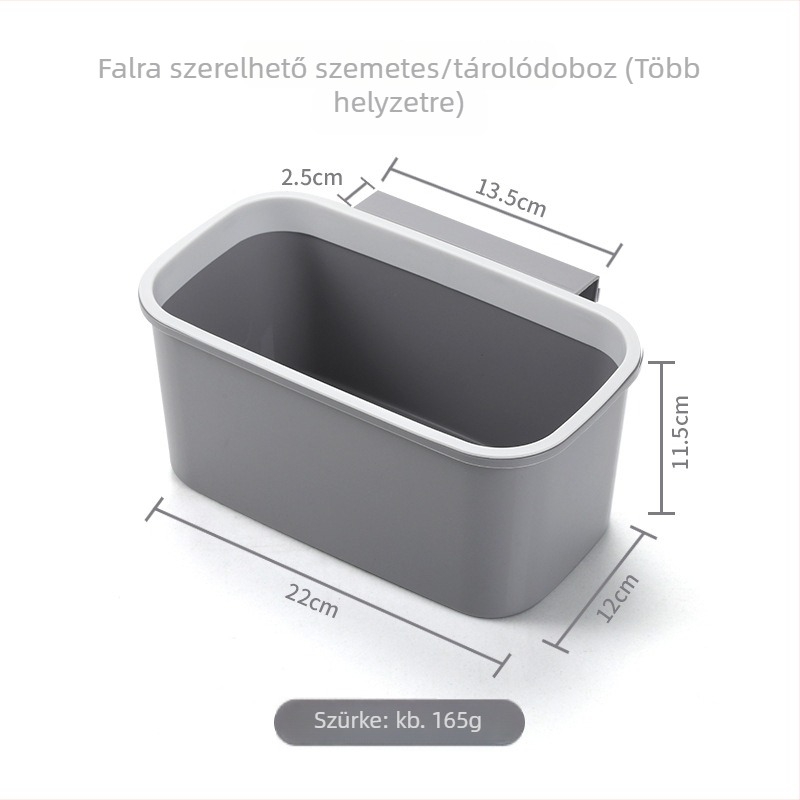 Fali szemetes fedél nélkül, ovális, kapacitás alatt 4 L, műanyag, háztartási használatra
