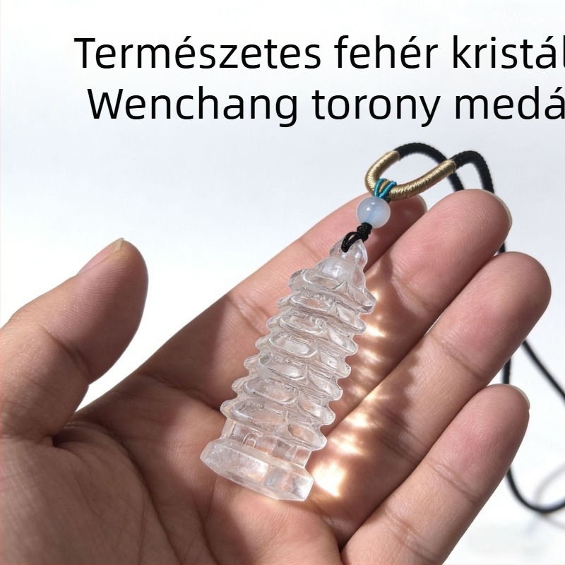Természetes fehér kristálytorony, nyers kőből faragva, dekoratív tárgy, amely a vizsgákon elért sikert és a karrier előrehaladását szimbolizálja
