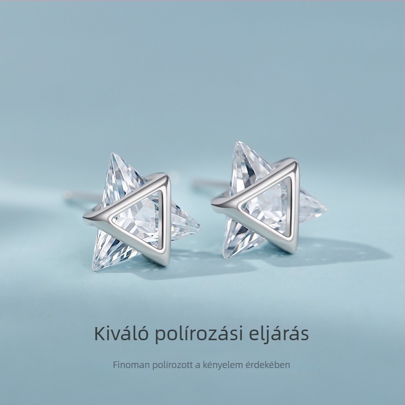 925 Sterling ezüst fülbevaló, uniszex, fekete geometriai háromszög, hip-hop stílus, 2022-es divat