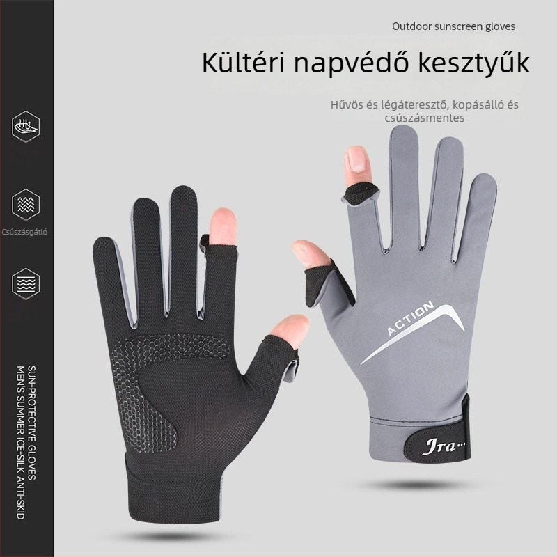 Ice Silk napvédő férfi kesztyű – ujjtelen, vezetéshez, csúszásmentes, érintőképernyő, lehajtható fedél, szabadtéri sportokhoz, hegymászás, horgászat
