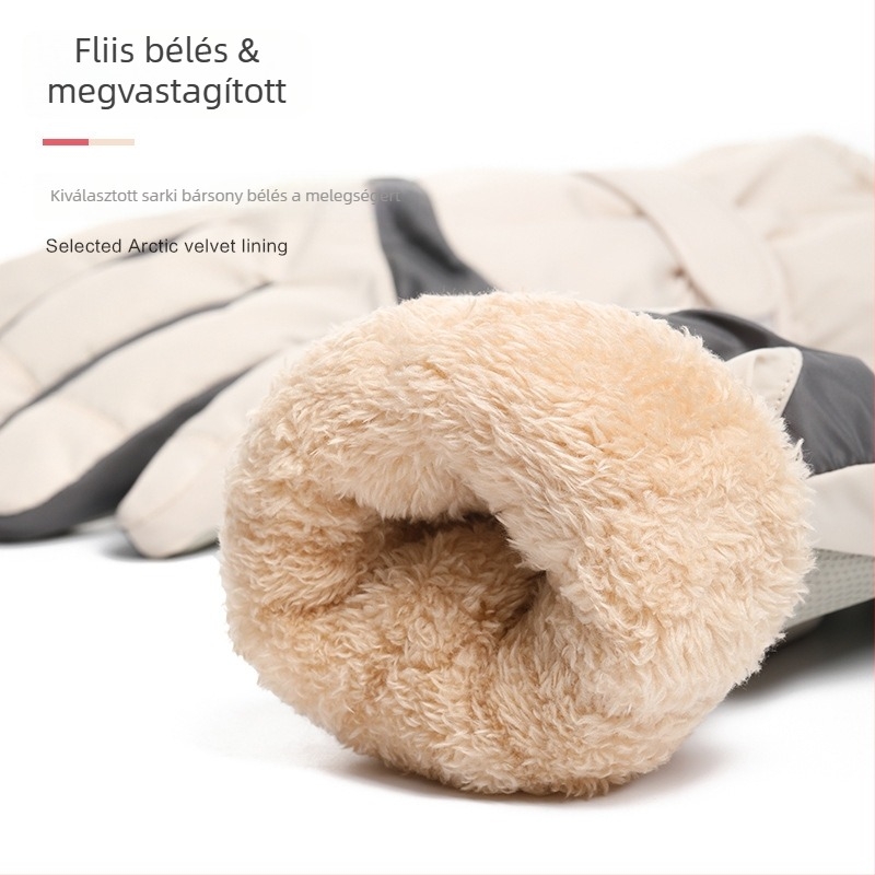 Uniszex téli síkesztyű fleece-borítással, vastag, szél- és vízálló, érintőképernyő-kompatibilis, kültéri kerékpározáshoz, meleg