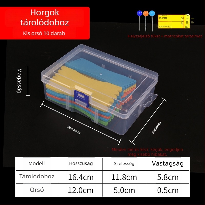 Horog- és damil tároló doboz tengeri horgászathoz hablapos alap