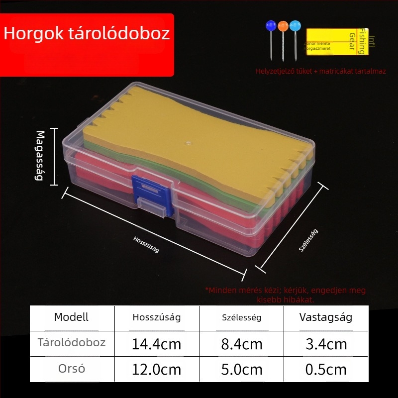 Horog- és damil tároló doboz tengeri horgászathoz hablapos alap