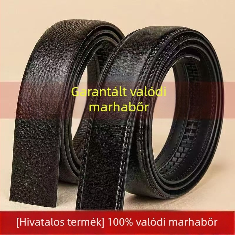 Férfi öv első rétegű marhabőrből lychee mintázatú textúával, minimalistikus üzleti stílus, sokoldalú hétköznapi öv automata csattal