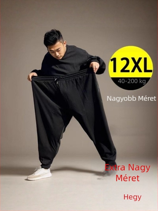 Férfiaknak nagy méretű, könnyű jogger nadrág, egyszínű, rugalmas, minimalist, mindennapi sportos hosszú nadrág
