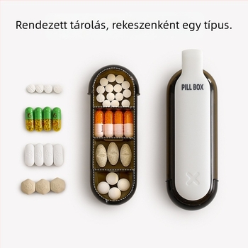 FaSoLa hordozható gyógyszeres doboz, 4 rekesszel, mini fényvédett tablettatartó