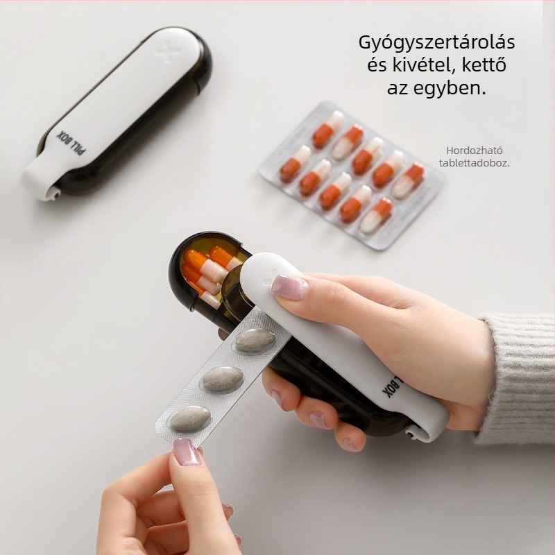 FaSoLa hordozható gyógyszeres doboz, 4 rekesszel, mini fényvédett tablettatartó