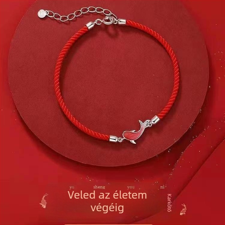 Pár piros zsinór karkötő zodiákus motívumokkal, emlékezetes dizájn, születésnapi ajándék pároknak