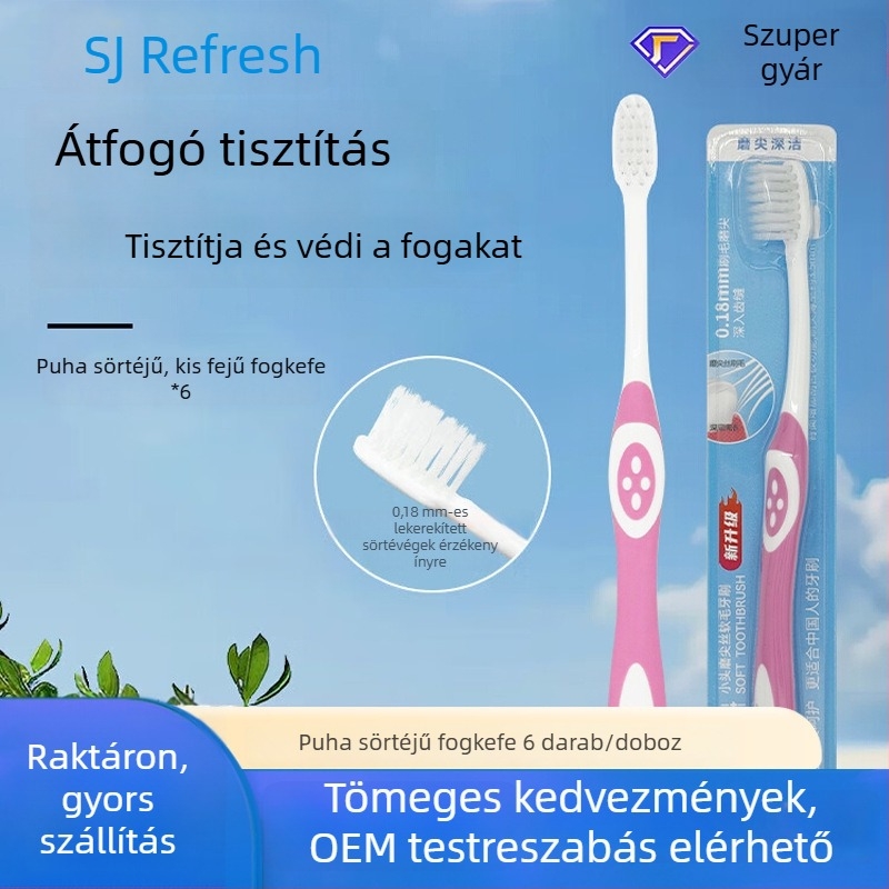 Sushuang fogkefe puha sörtékkel, kis fej, mélytisztítás, otthoni használatra, családi csomag felnőtteknek és terhes nőknek, ínyvédelem