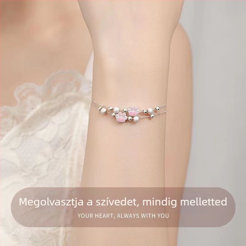 Macska karma medál és karkötő szett csillagos hatású friss stílus, 2024 tavasz, uniszex ékszer