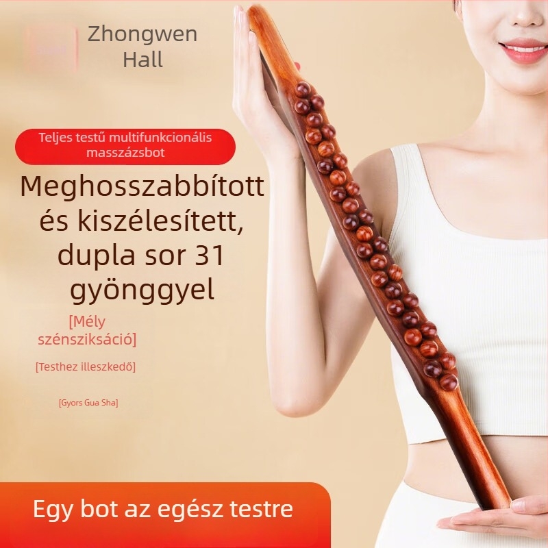 Fából készült masszázs rúd gua sha-hoz, meridián tisztítás, egész testre használható, nyak- és vállmasszírozó.