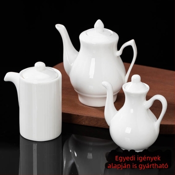 Fehér kerámia fűszertartó készlet: olaj, ecet, szójaszósz és szószöntő, 120-350 ml