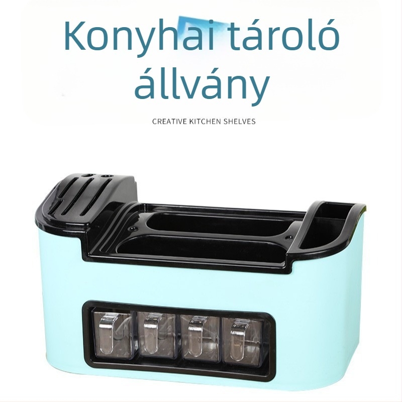 Fűszertartó készlet, fűszercsomagoló üvegek, kés-tartó, konyhai tároló és evőpálcika tartó
