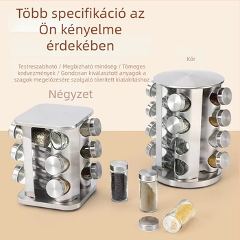 Körbeforgó fűszerállvány üvegekkel – otthoni konyha készlet