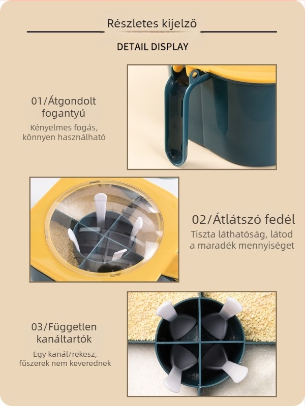 Nordic stílusú műanyag fűszertartó készlet, több rekesszel